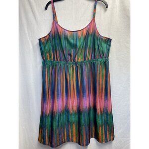 Lane Bryant Empire Waist Adjustable Strap Knee Length Dress Women Sz 18/20 Green